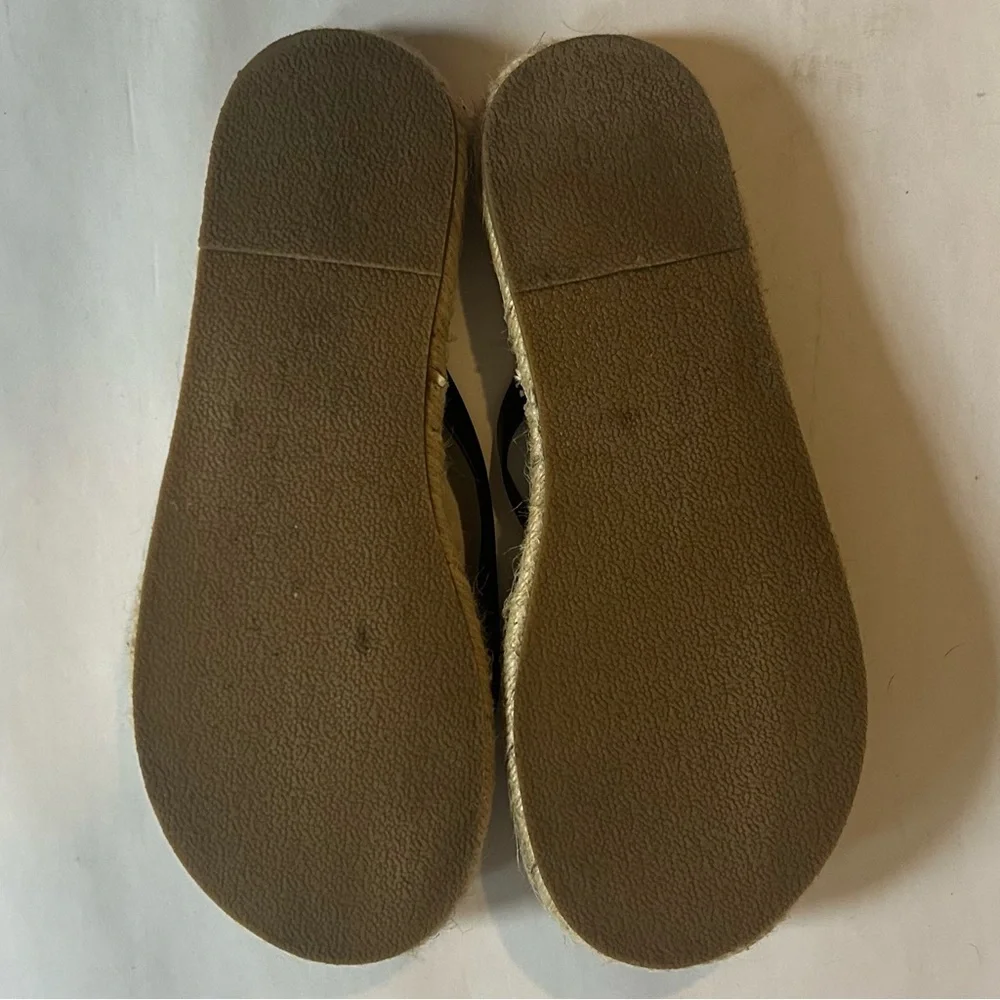 Aerie American Eagle Black Espadrille Flip Flops Thong Sandals Vacation Sz 9 EUC